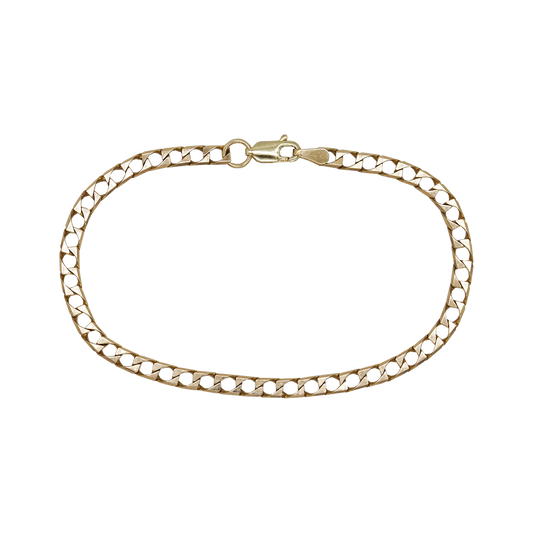 9K VINTAGE GOLD FLAT CURB CHAIN BRACELET