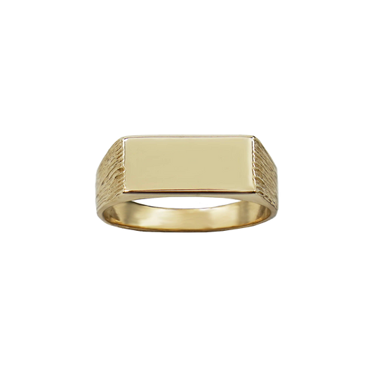 Custom Cardiff Bark Signet Ring (Gold 375)