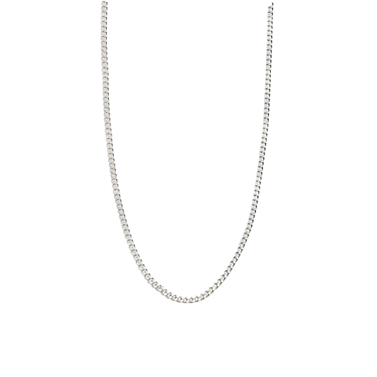 STERLING SILVER DIAMOND CUT CURB CHAIN NECKLACE