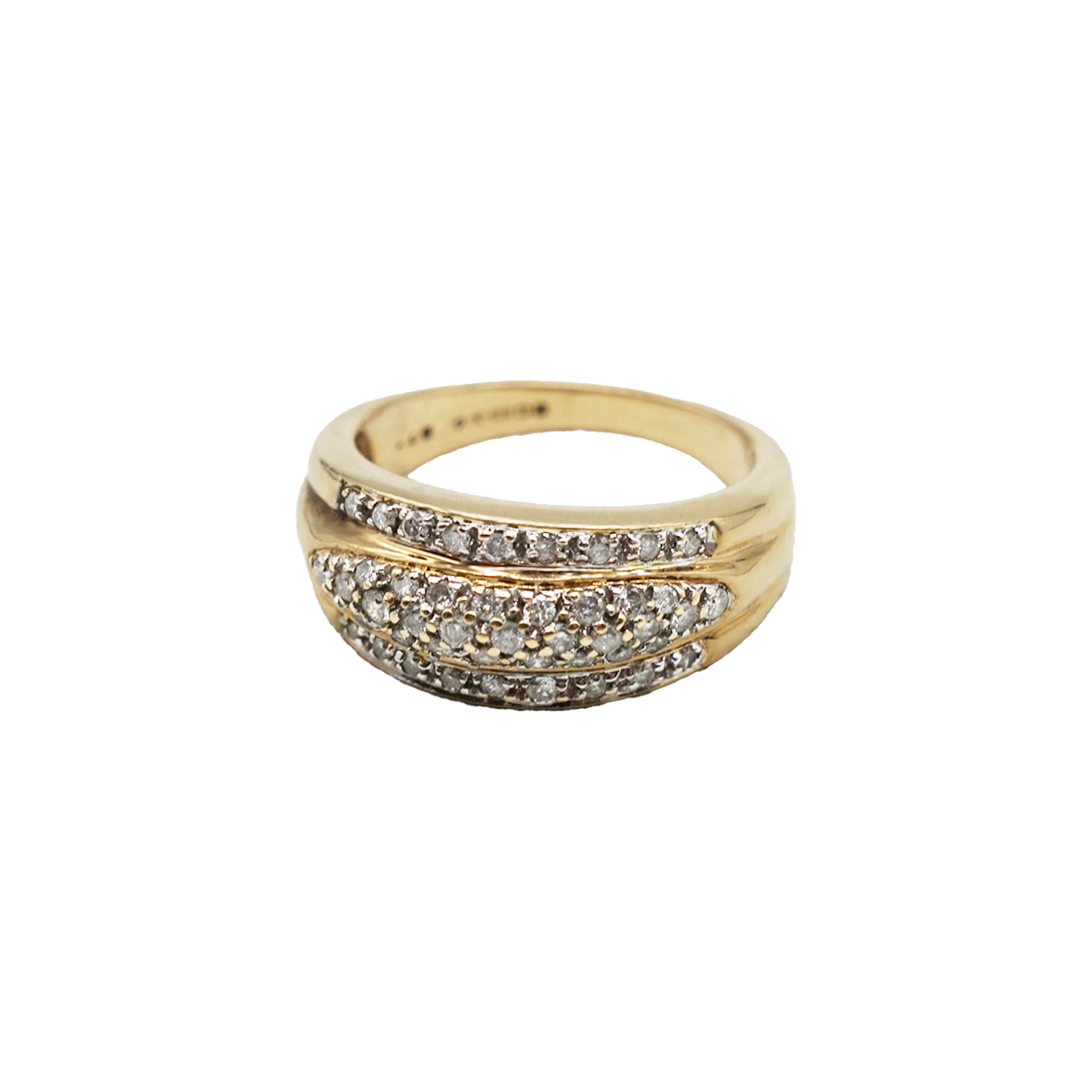 VINTAGE 9K GOLD DIAMOND BUBBLE RING