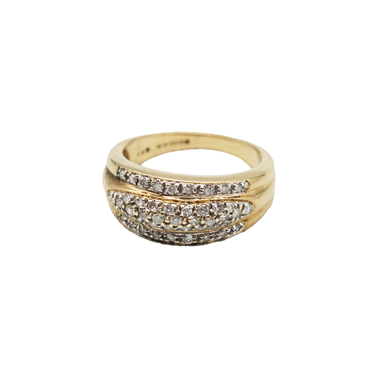 VINTAGE 9K GOLD DIAMOND BUBBLE RING