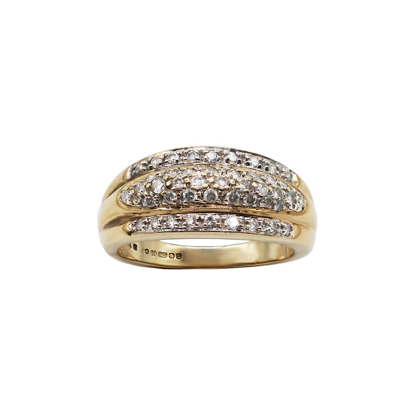 VINTAGE 9K GOLD DIAMOND BUBBLE RING