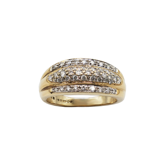 VINTAGE 9K GOLD DIAMOND BUBBLE RING